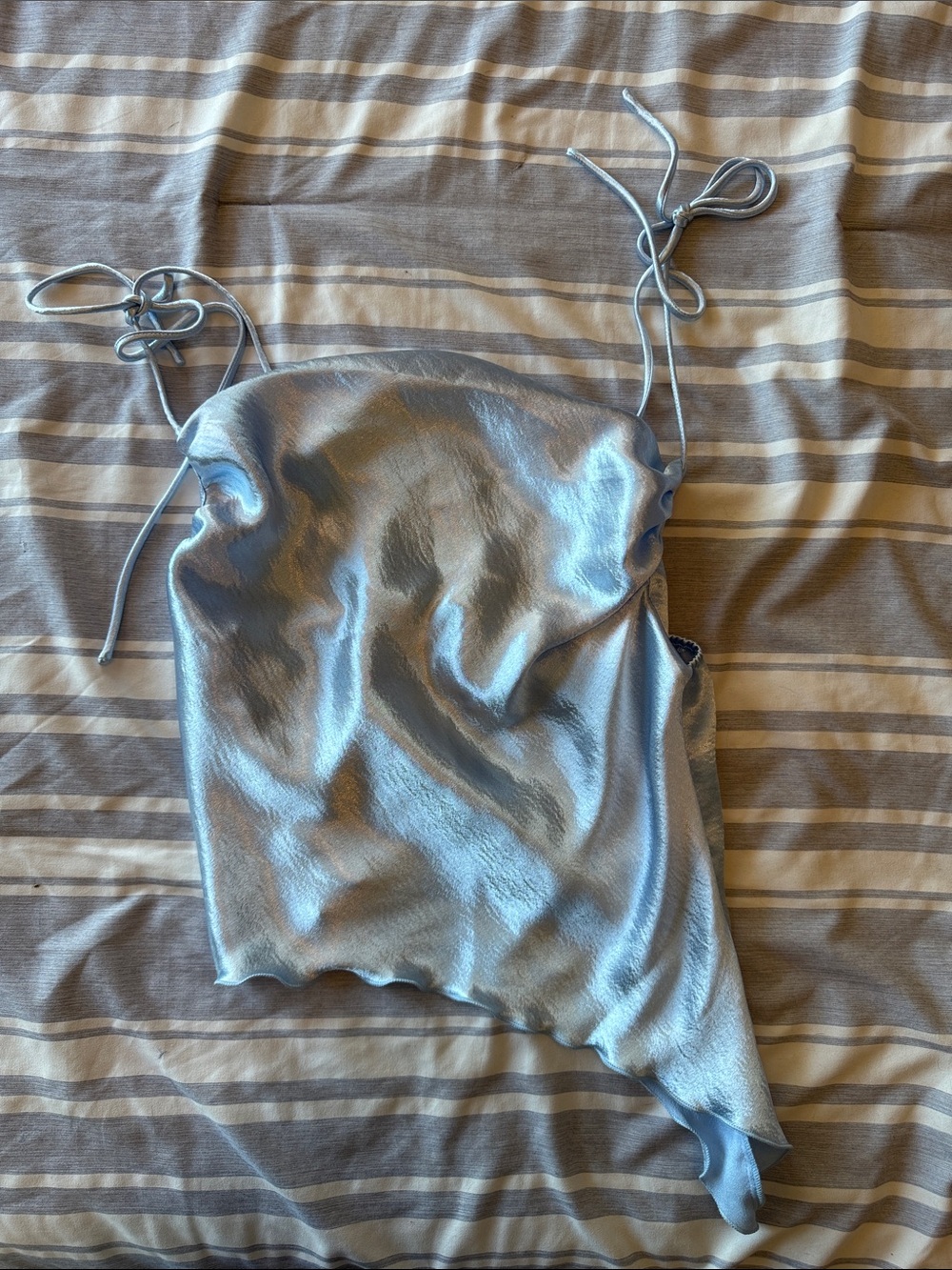 NWOT Satin Asymmetrical Cami Top - Light Blue